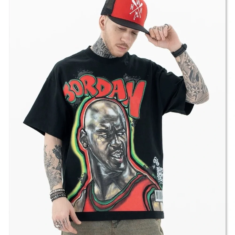350 GSM COTTON HEAVYWEIGHT MICHAEL JORDAN MJ23 BLACK GRAPHIC T-SHIRT